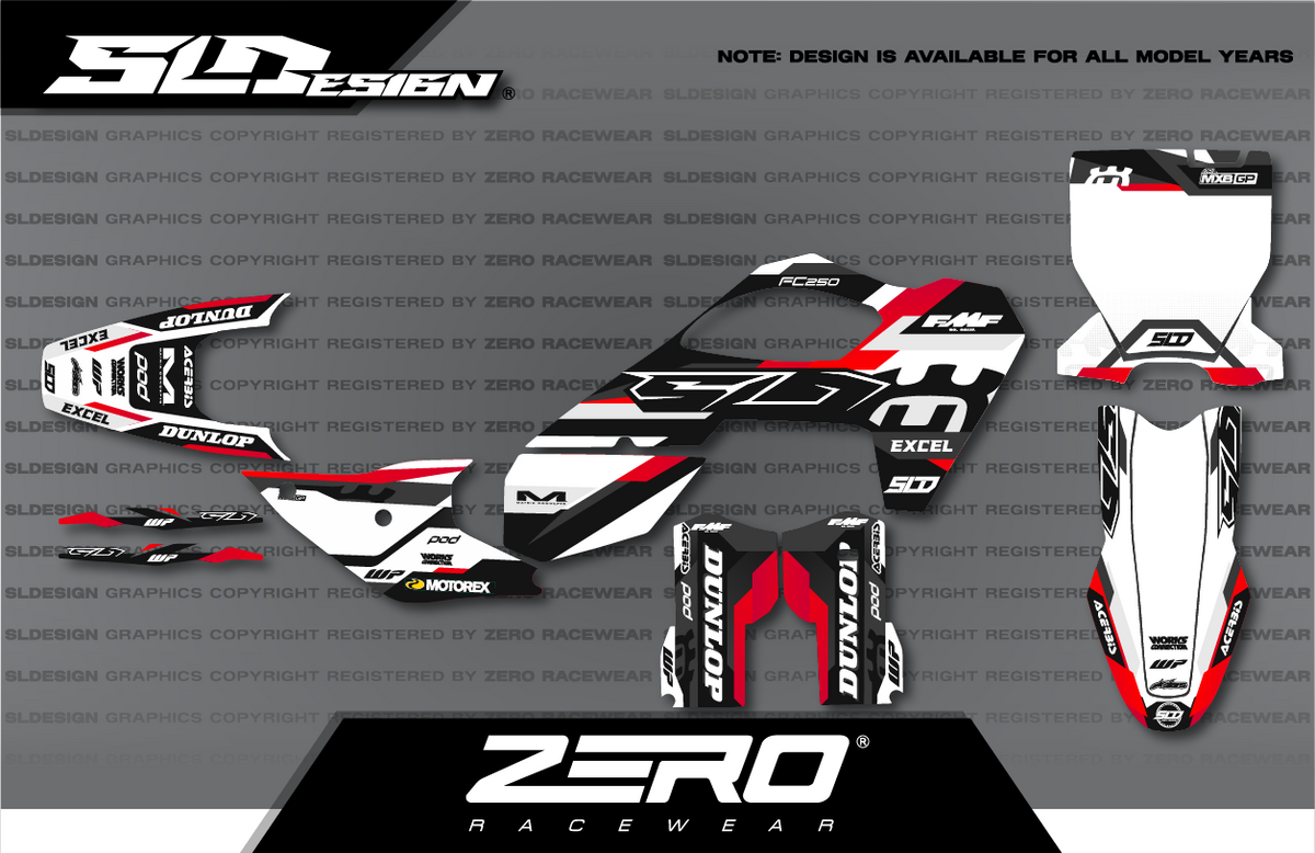 Husqvarna TC/FC Graphics Kit #24 – White/Red/Black by SLDesigns