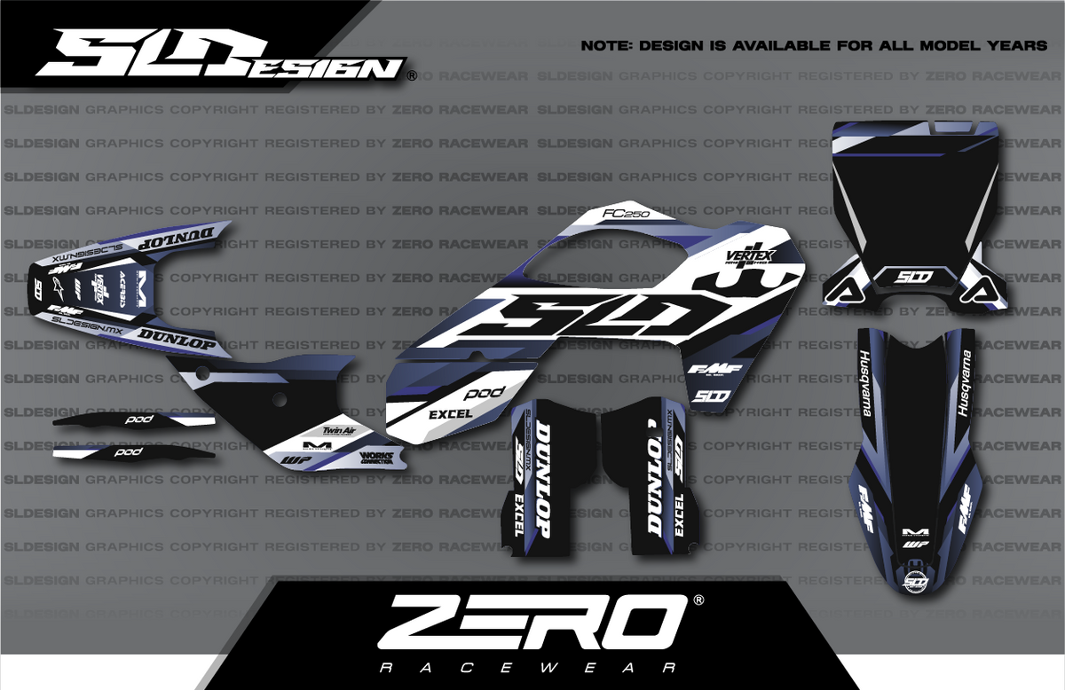 Husqvarna TC/FC Graphics Kit #28 – Navy/Black/White by SLDesigns