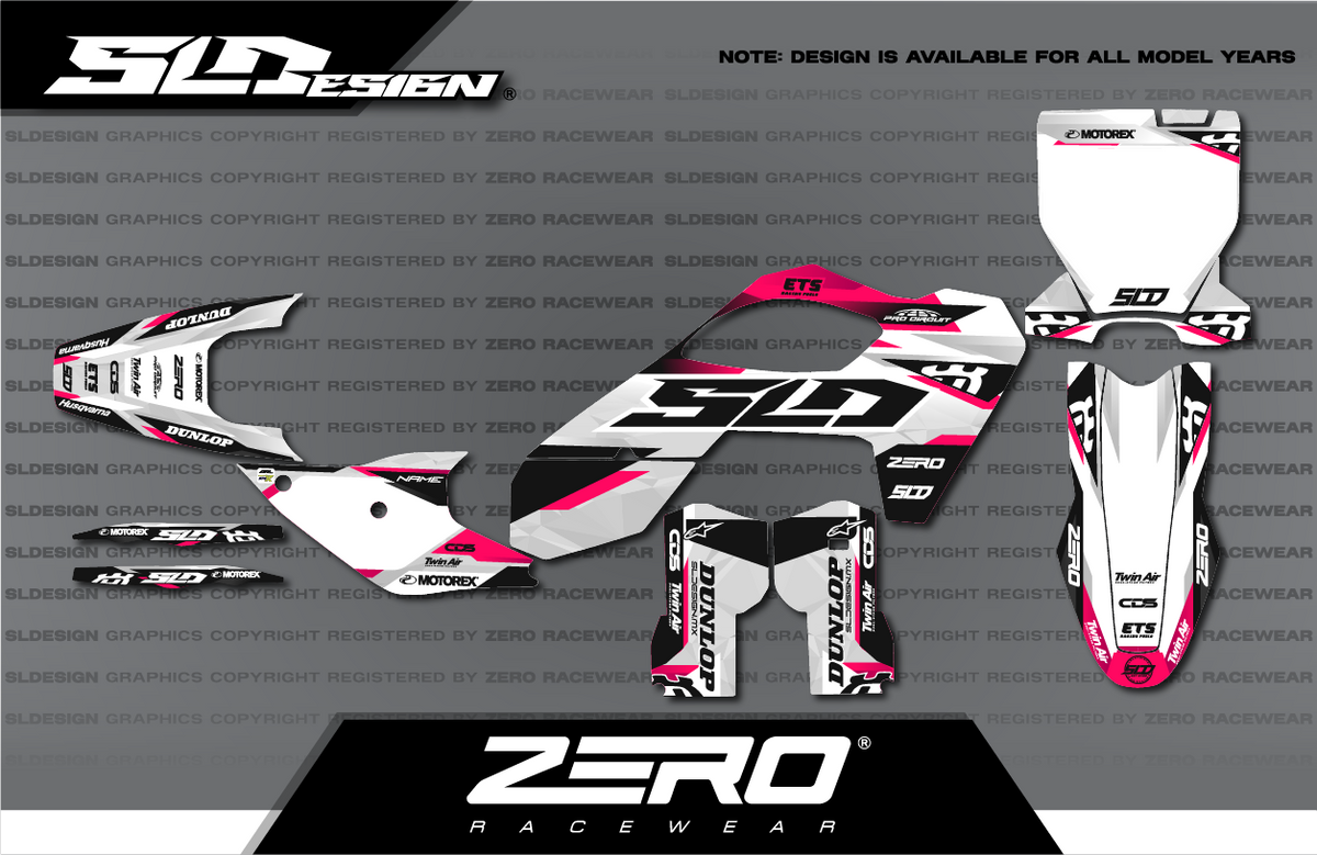 Husqvarna TC/FC Graphics Kit #33 – White/Pink/Black by SLDesigns