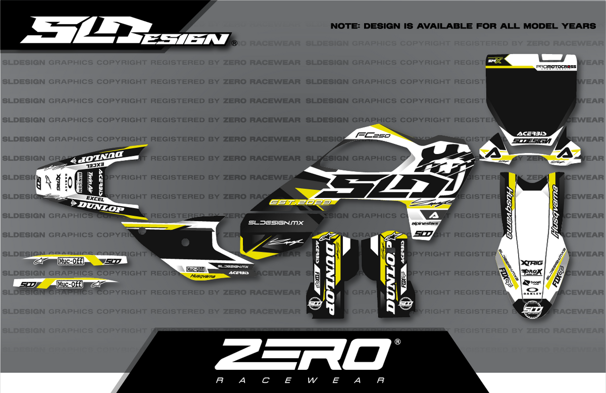 Husqvarna TC/FC Graphics Kit #13 – Black/Yellow/White by SLDesigns
