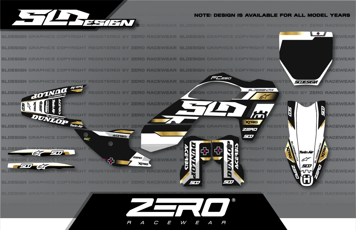Husqvarna TC/FC Graphics Kit #18 – Black/Gold/White by SLDesigns