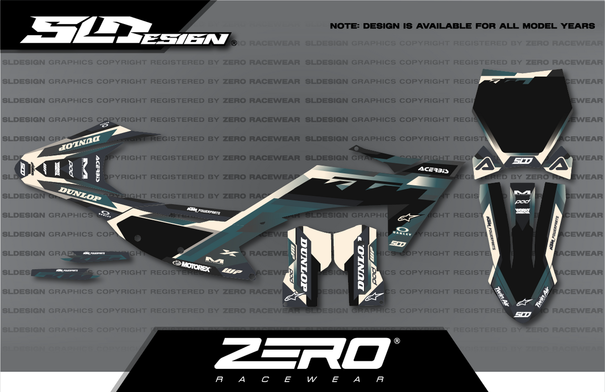 KTM SX/SX-F Graphics Kit #28 – Gray/Black/White by SLDesigns