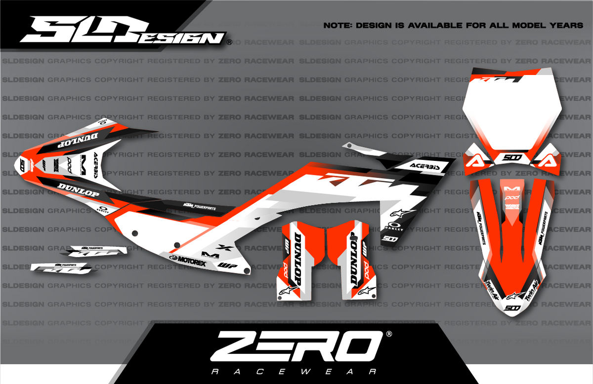 KTM SX/SX-F Graphics Kit #31 – Orange/Black/White by SLDesigns