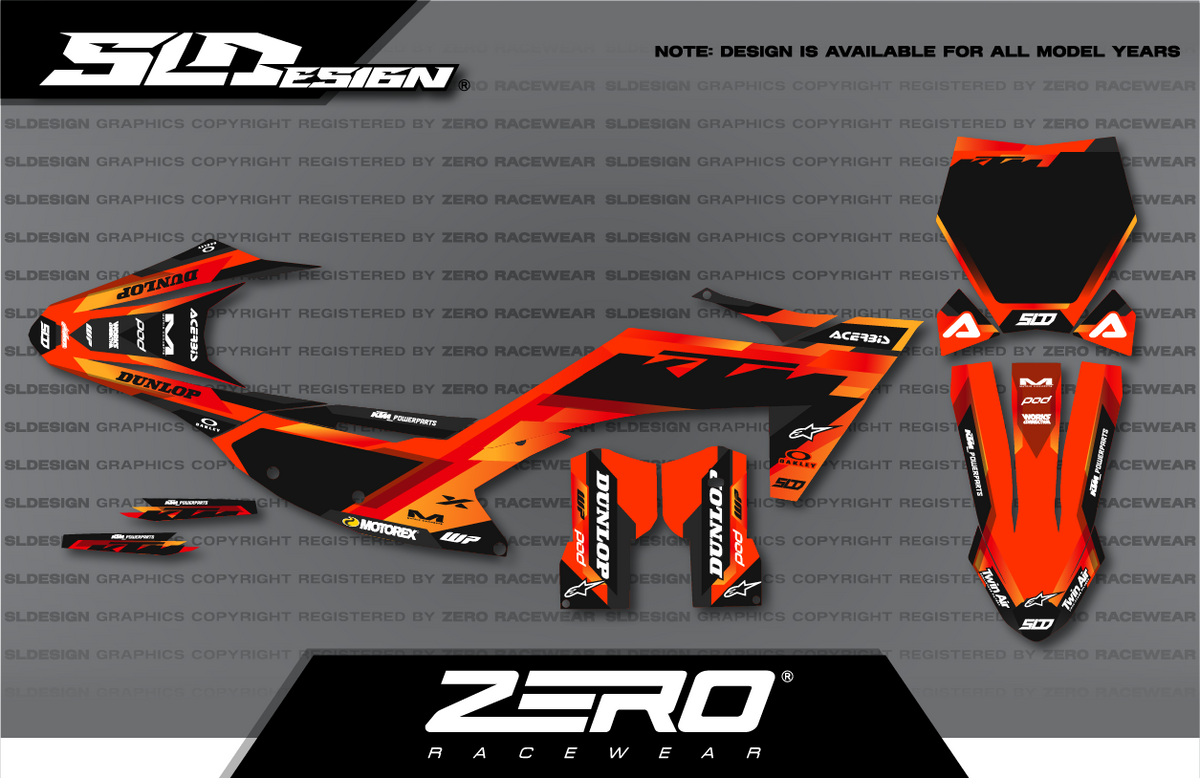 KTM SX/SX-F Graphics Kit #32 – Orange/Black by SLDesigns