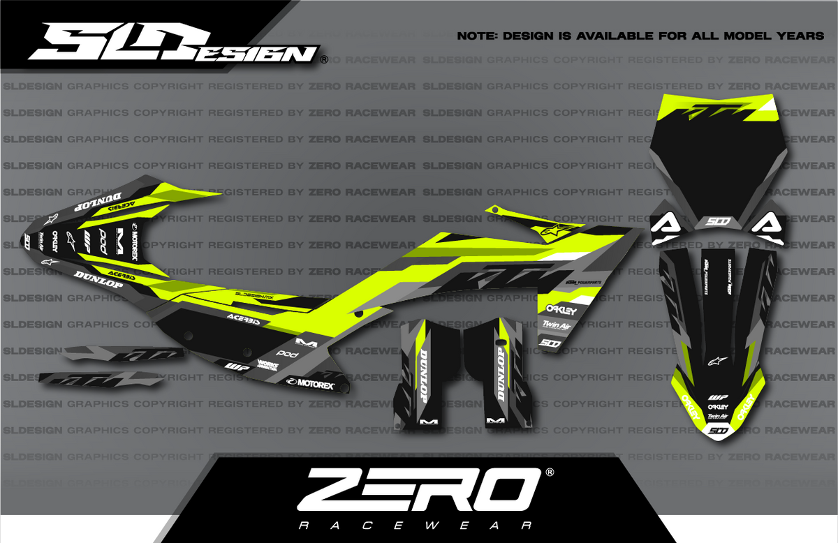 KTM SX/SX-F Graphics Kit #58 – Neon Yellow/Black by SLDesigns