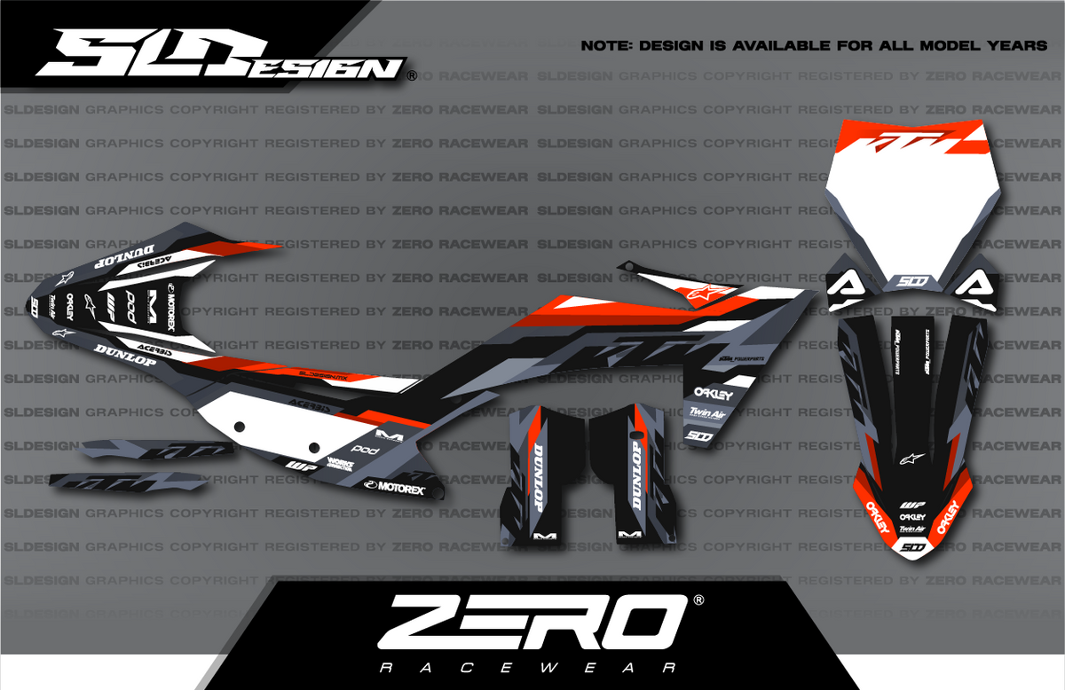 KTM SX/SX-F Graphics Kit #59 – Black/Orange/Gray by SLDesigns