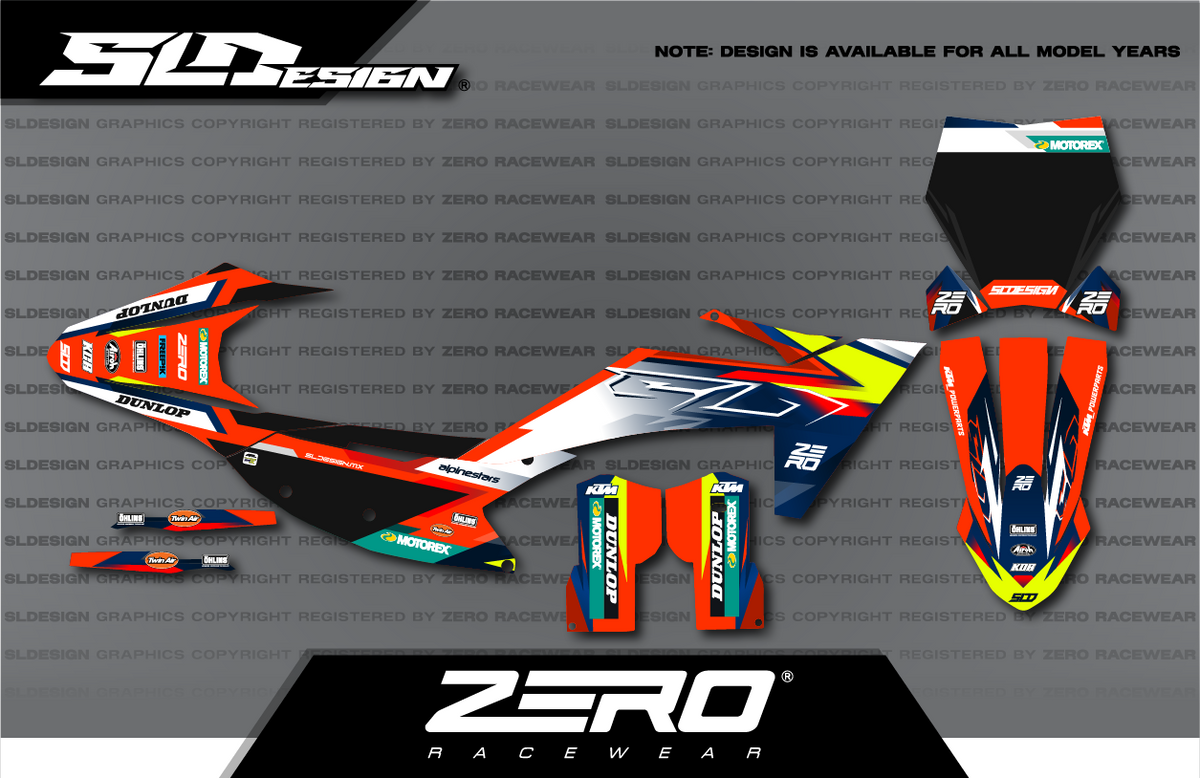 KTM SX/SX-F Graphics Kit #56 – Orange/White/Navy by SLDesigns