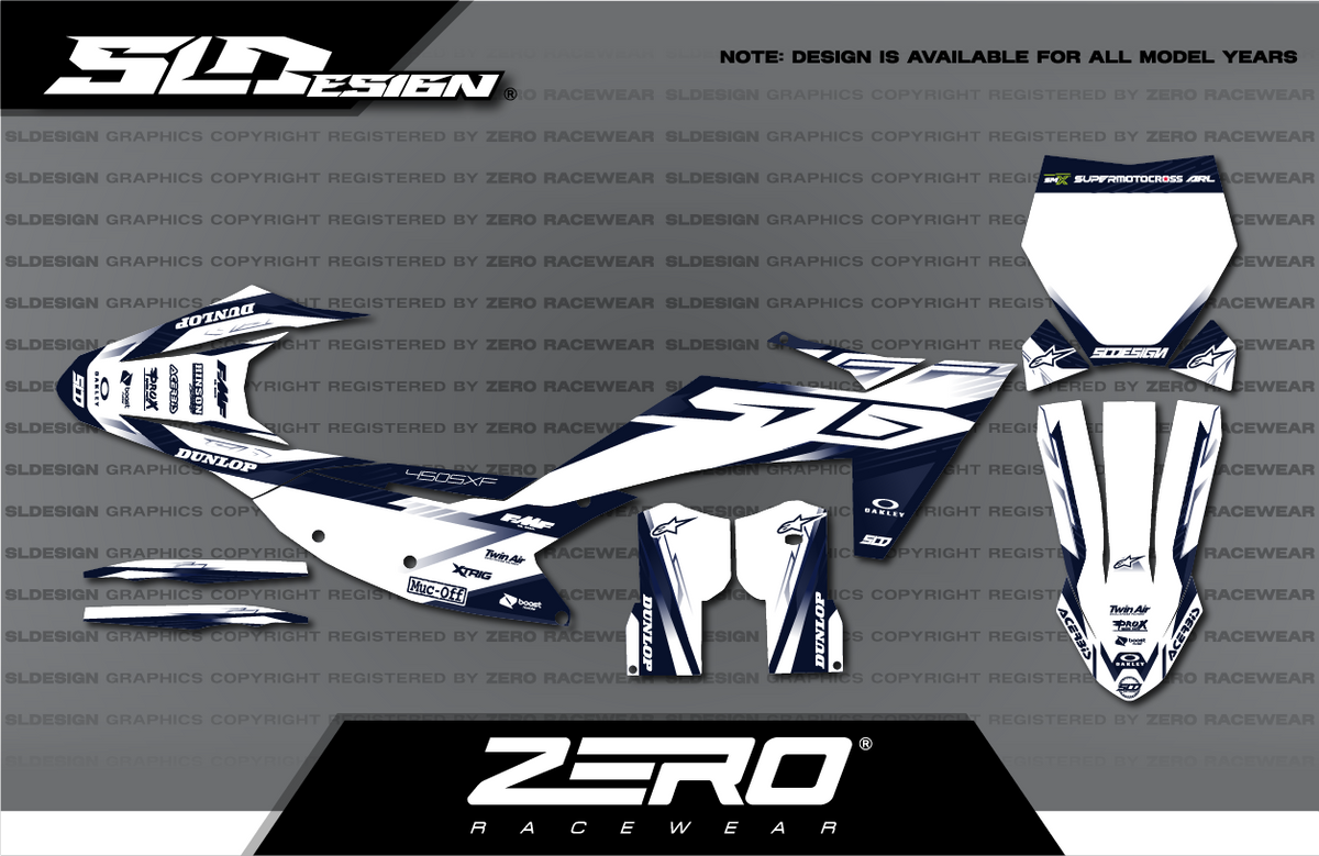 KTM SX/SX-F Graphics Kit #53 – Navy/White by SLDesigns