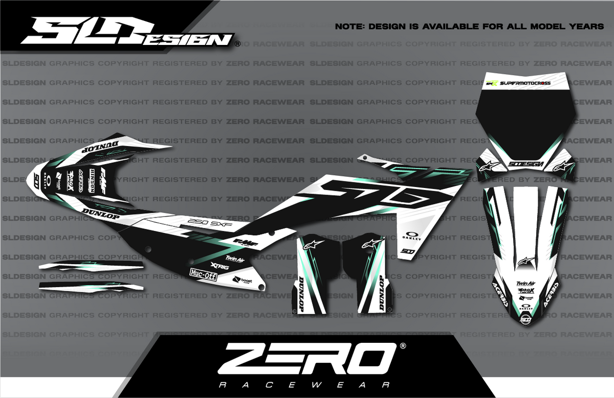 KTM SX/SX-F Graphics Kit #45 – Black/White/Gray by SLDesigns