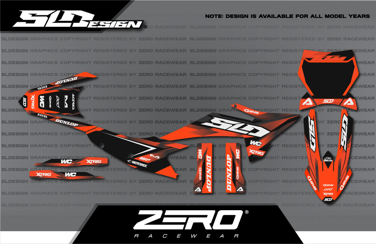 KTM SX/SX-F Graphics Kit #47 – Black/Orange/White by SLDesigns