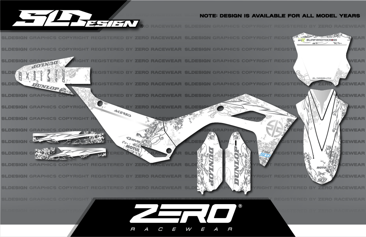 Kawasaki KX Graphics Kit #14 – White/Gray by SLDesigns