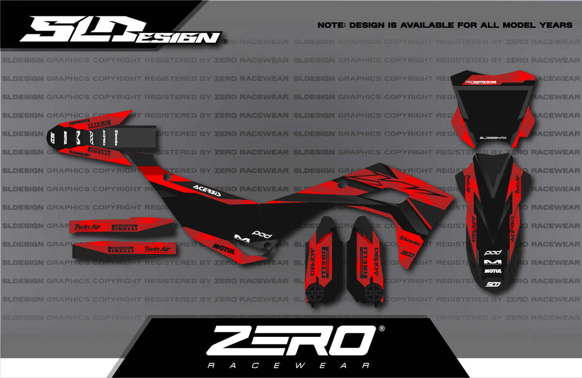 Kawasaki KX Graphics Kit #10 – Black/Red by SLDesigns