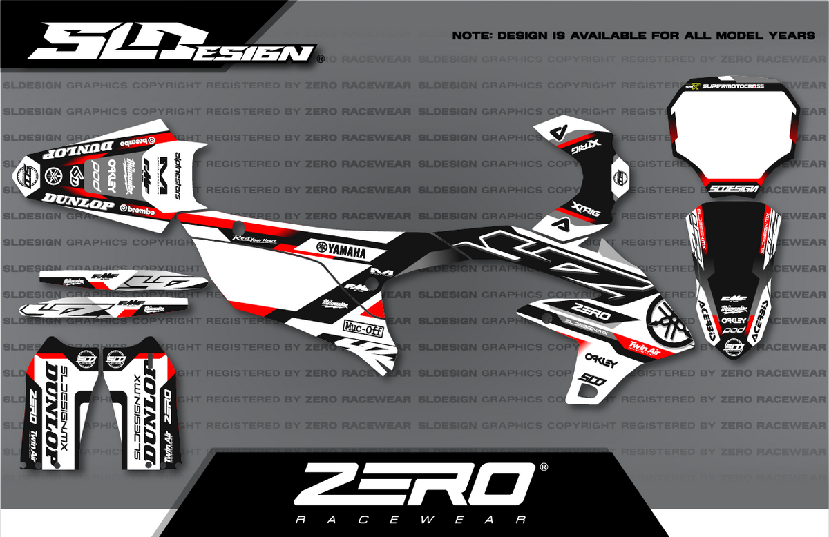 Yamaha YZ Graphics Kit #10 – White/Black/Red by SLDesigns