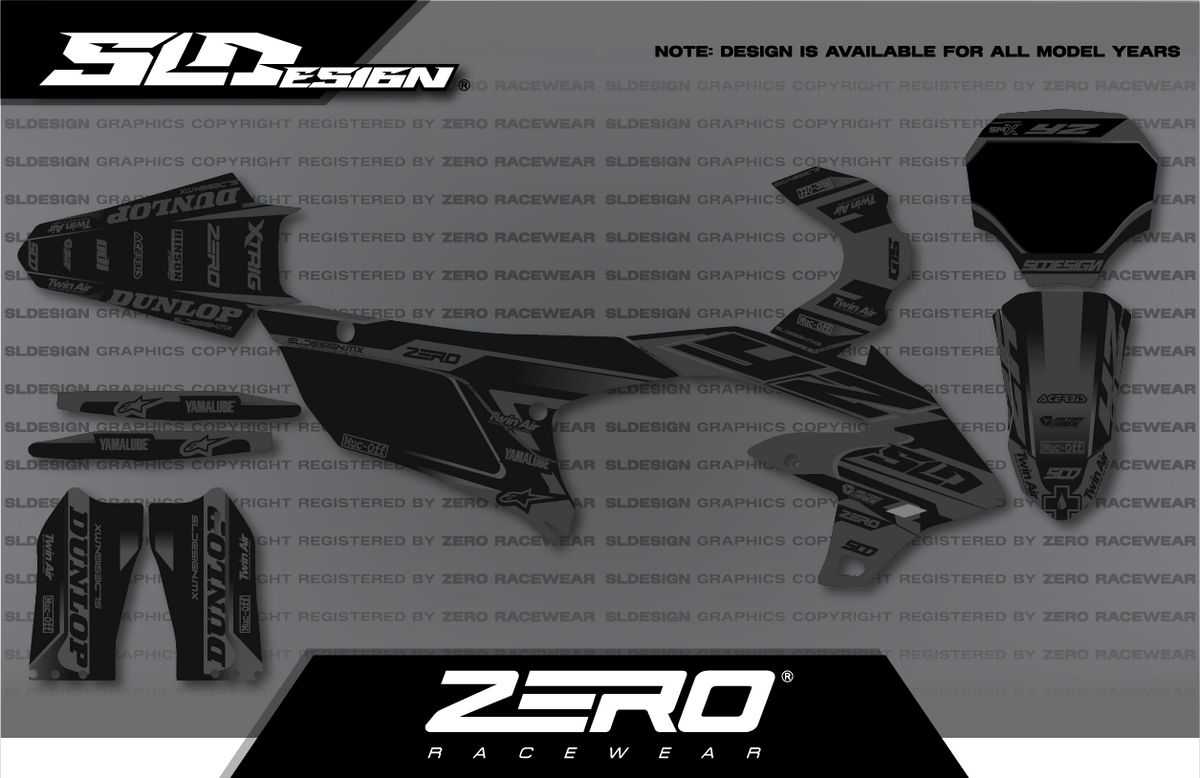 Yamaha YZ Graphics Kit #17 – Black/Gray by SLDesigns