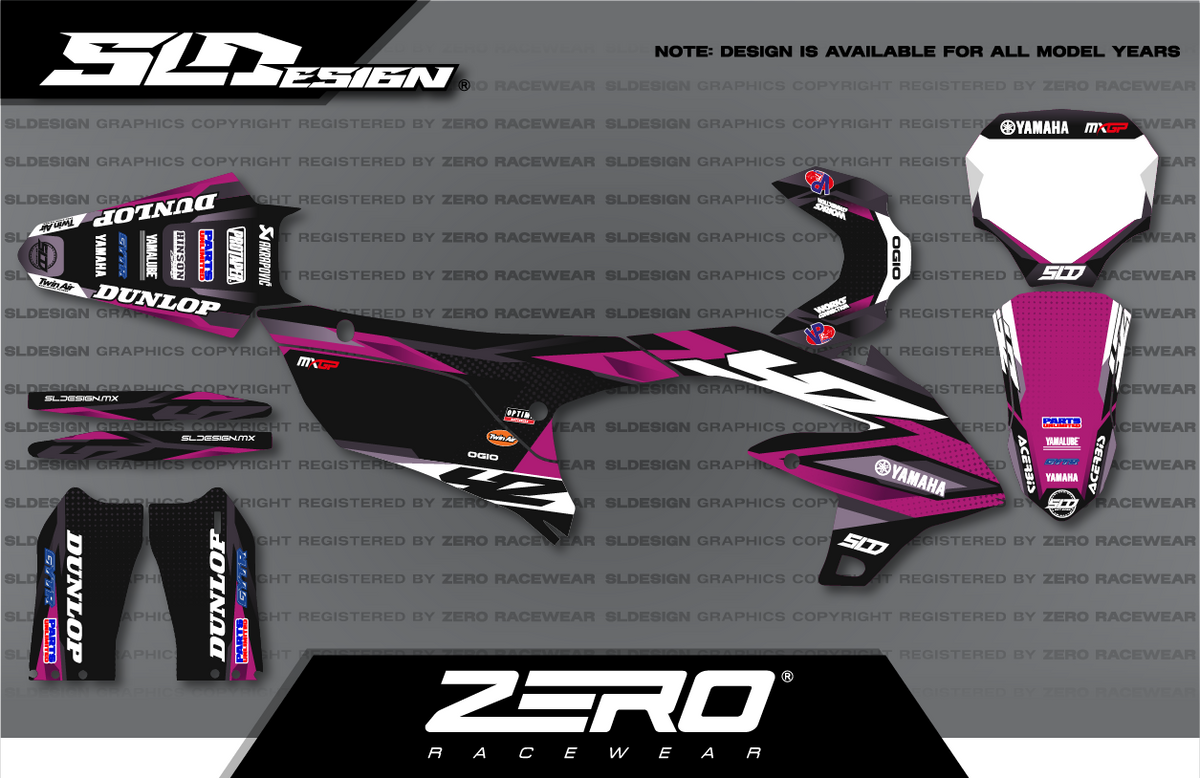 Yamaha YZ Graphics Kit #3 – Black/Pink/White by SLDesigns