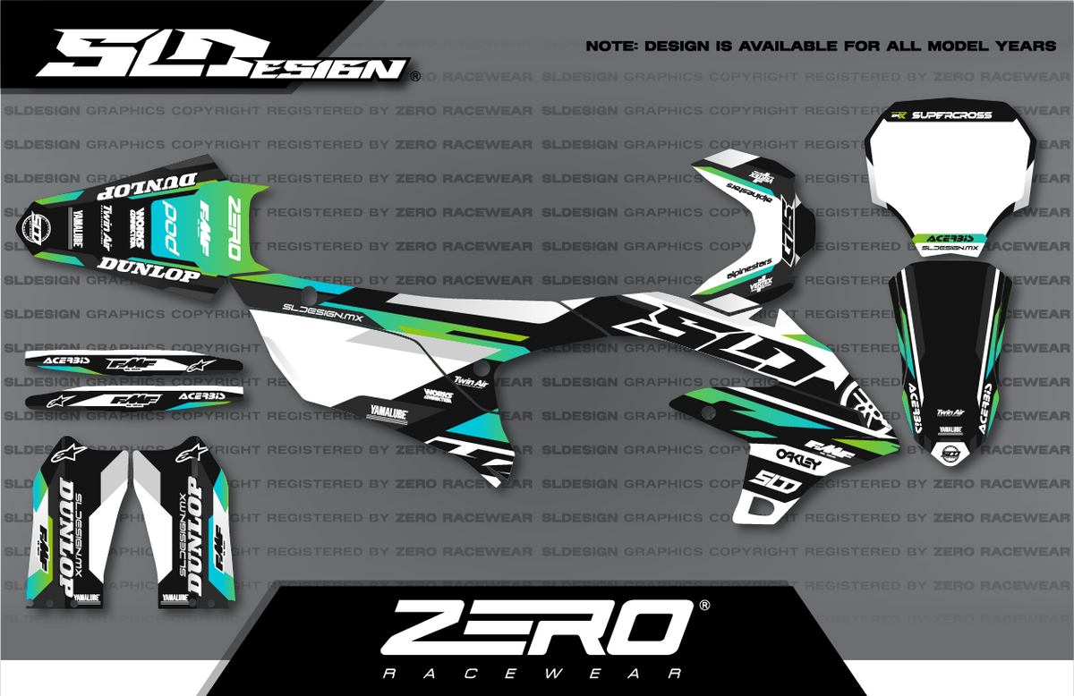 Yamaha YZ Graphics Kit #6 – White/Black/Multicolor by SLDesigns