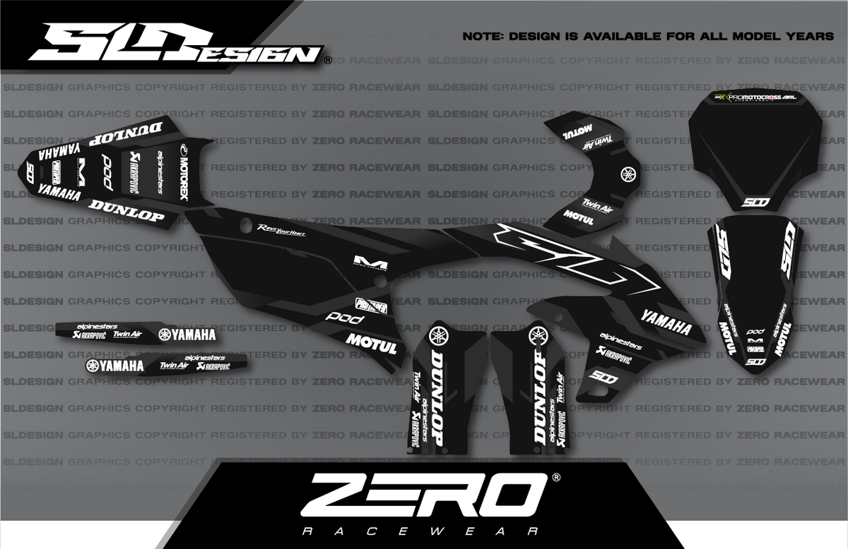 Yamaha YZ Graphics Kit #20 – Black/Gray by SLDesigns