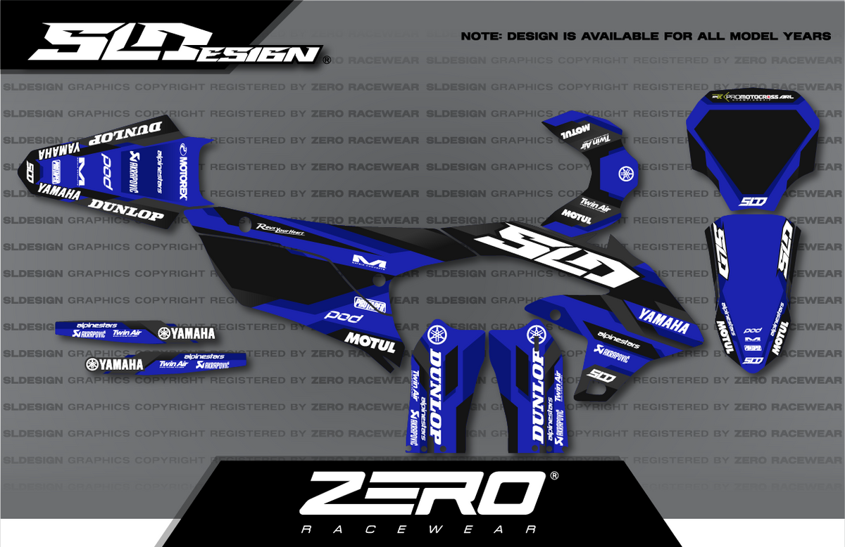 Yamaha YZ Graphics Kit #21 – Blue/Black/White by SLDesigns