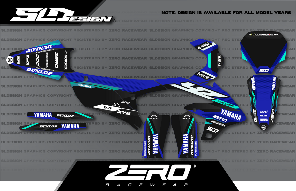 Yamaha YZ Graphics Kit #24 – Blue/Black/Teal by SLDesigns