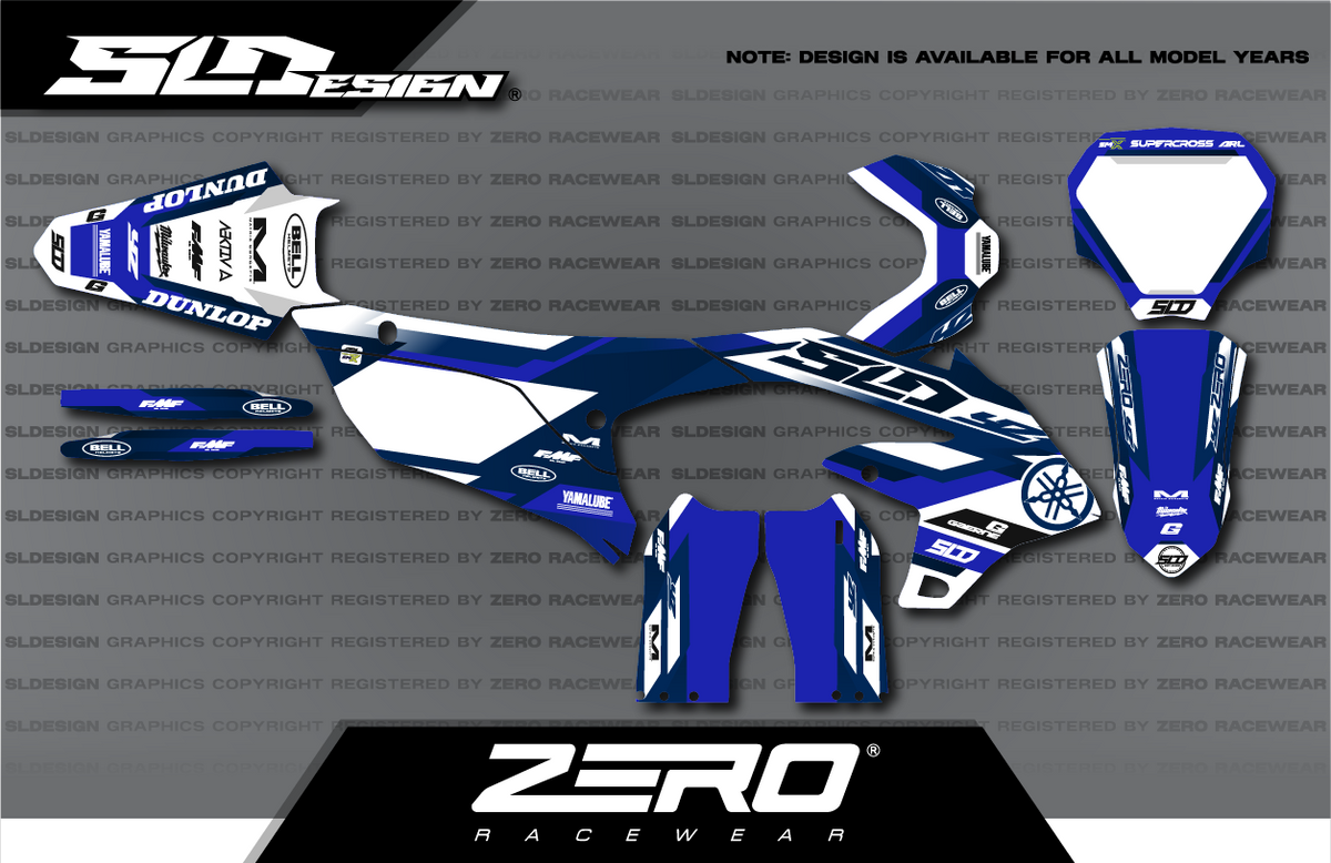 Yamaha YZ Graphics Kit #25 – Navy/White/Blue by SLDesigns