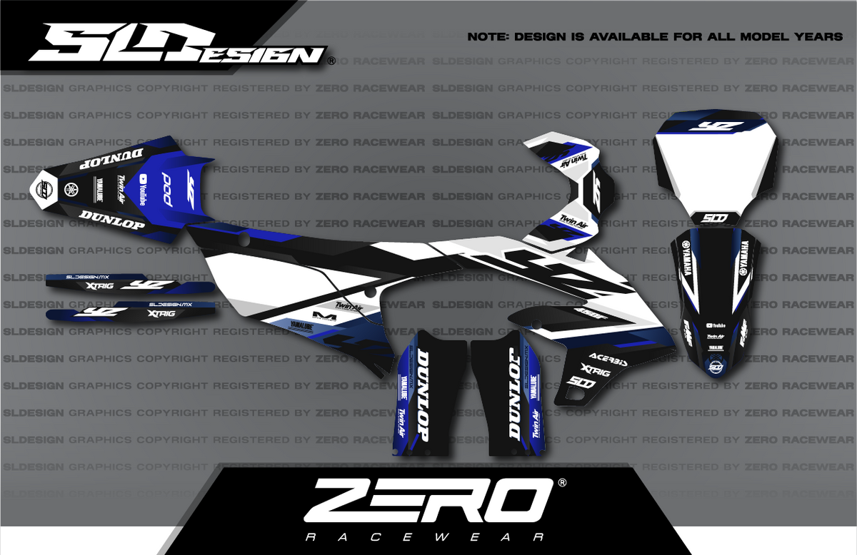 Yamaha YZ Graphics Kit #37 – White/Black/Navy by SLDesigns