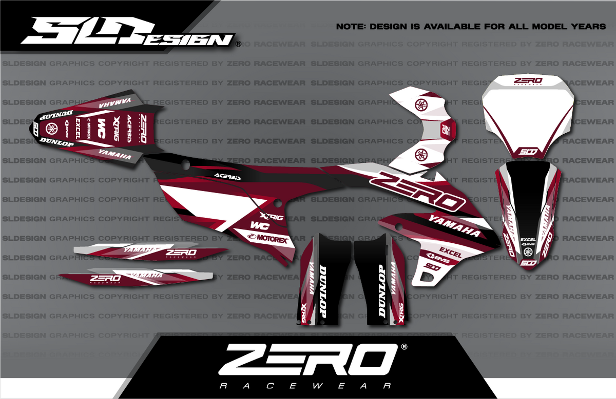 Yamaha YZ Graphics Kit #35 – Maroon/Black/White by SLDesigns