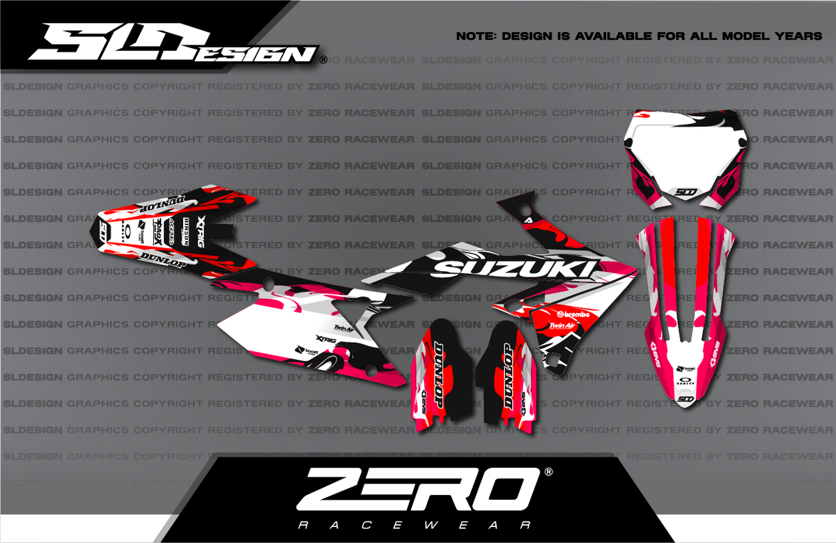 Suzuki RM/RM-Z Graphics Kit #13 – Red/White/Black by SLDesigns