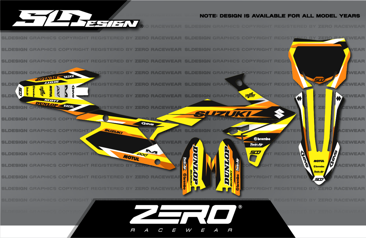 Suzuki RM/RM-Z Graphics Kit #12 – Yellow/Orange/Black by SLDesigns