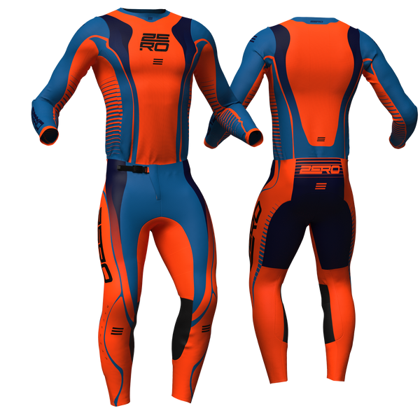Edge Flo/Orange/Blue custom motocross jersey and pants combo - Zero Racewear