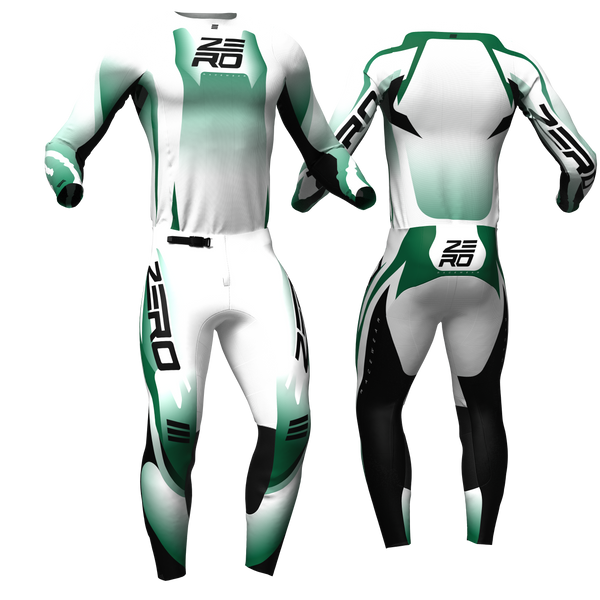 Evade White/Green/Black custom motocross jersey and pants combo - Zero Racewear