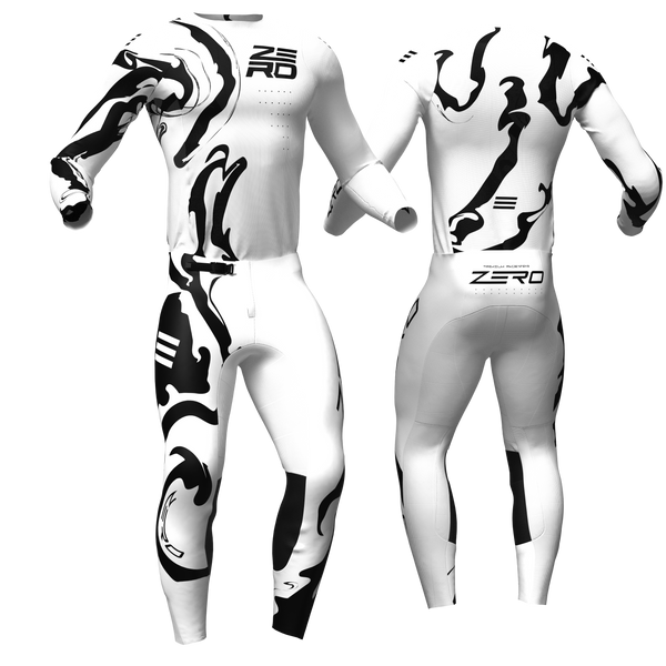 Flow - White Black custom motocross jersey and pants combo - Zero Racewear
