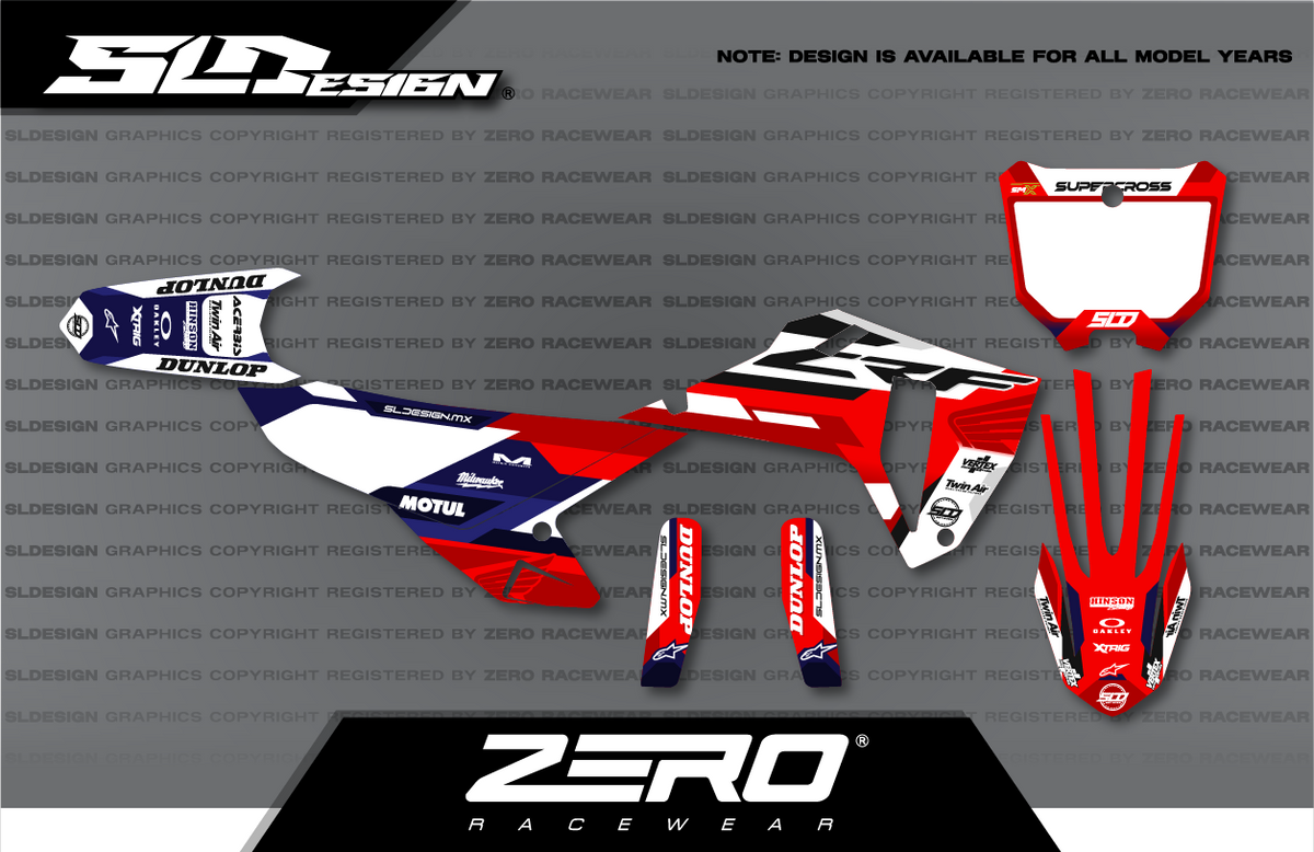 Honda CRF Graphics Kit #11 – Red/White/Blue by SLDesigns