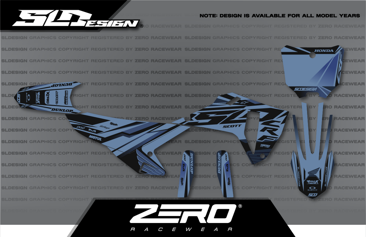 Honda CRF Graphics Kit #8 – Steel Blue/Black by SLDesigns