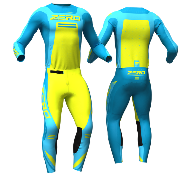 Precision – Aqua Yellow custom motocross jersey and pants by Zero Racewear