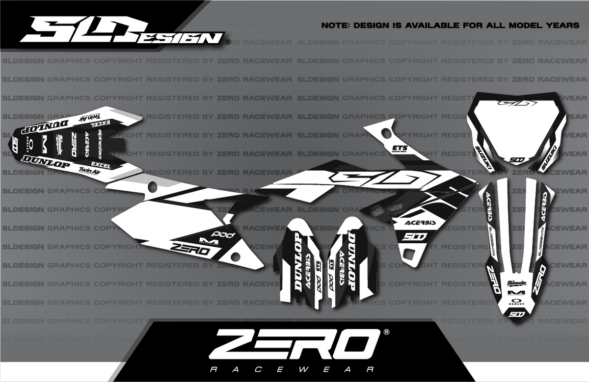 Suzuki RM/RM-Z Graphics Kit #11 – Black/White/Yellow by SLDesigns