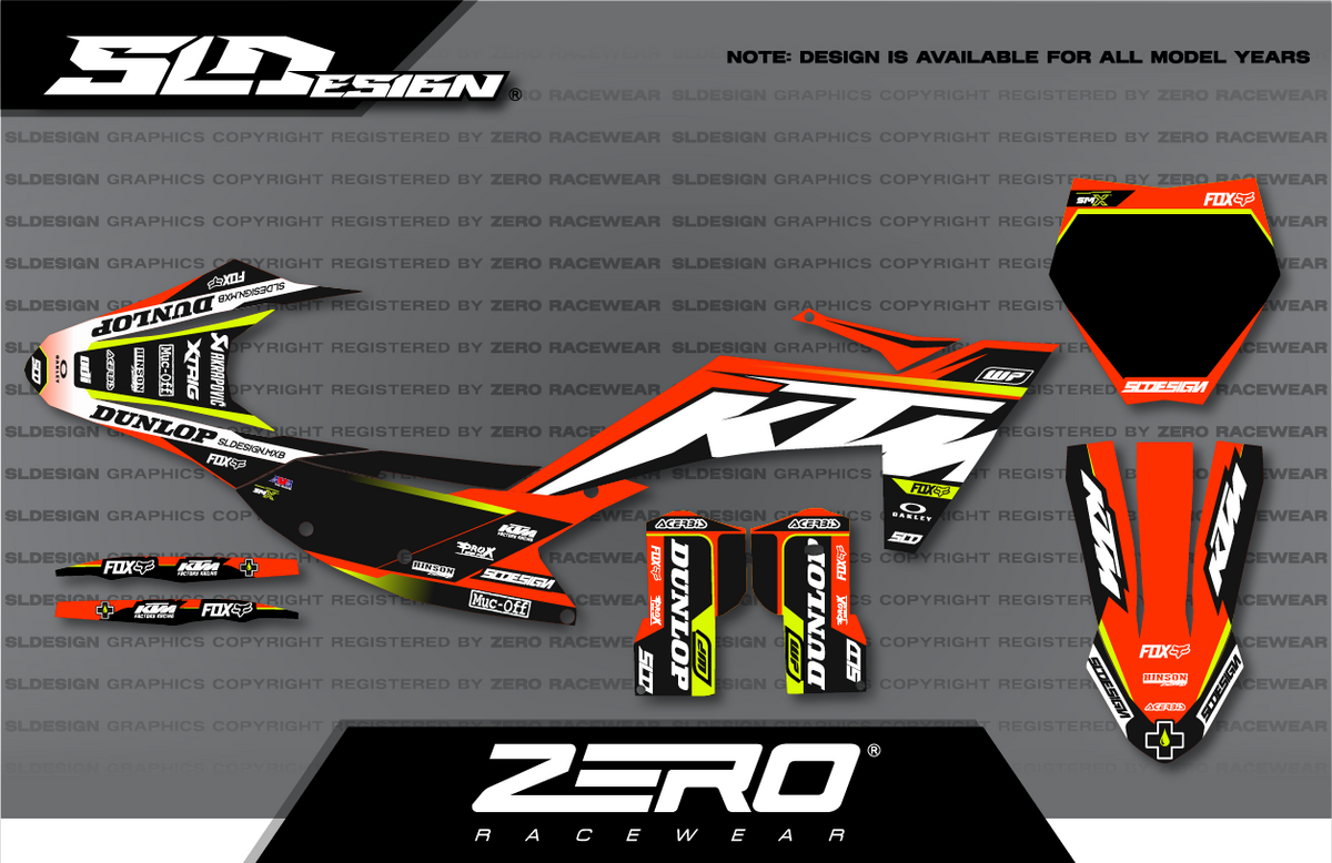 KTM SX/SX-F Graphics Kit #3 – Black/Orange/Yellow by SLDesigns