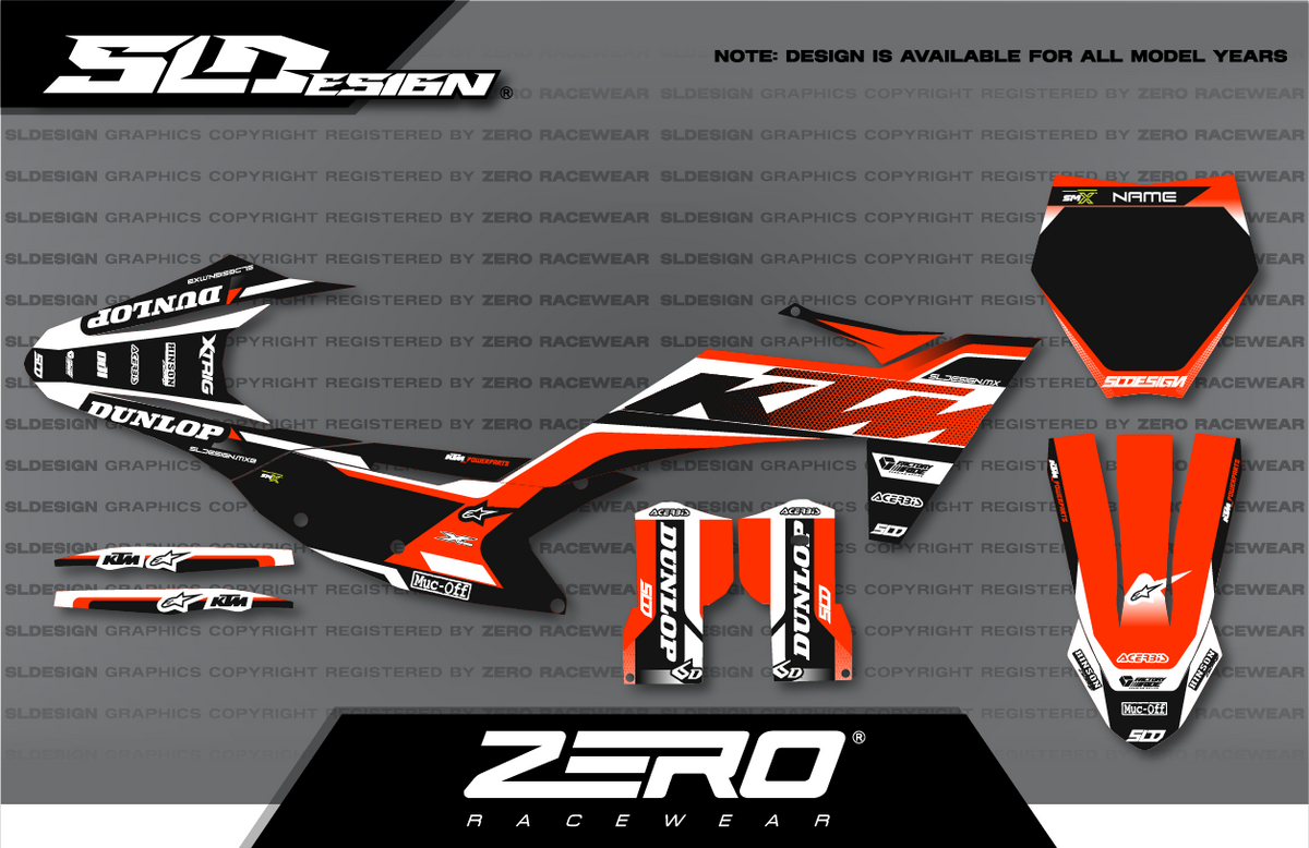 KTM SX/SX-F Graphics Kit #4 – Orange/White/Black by SLDesigns
