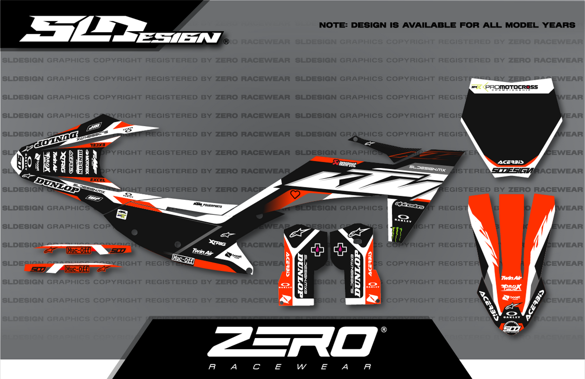 KTM SX/SX-F Graphics Kit #5 – Orange/White/Black by SLDesigns