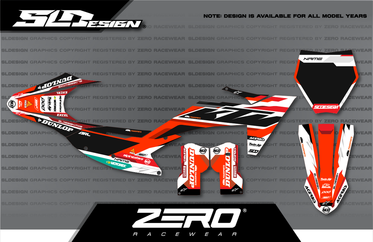 KTM SX/SX-F Graphics Kit #7 – Orange/White/Black by SLDesigns