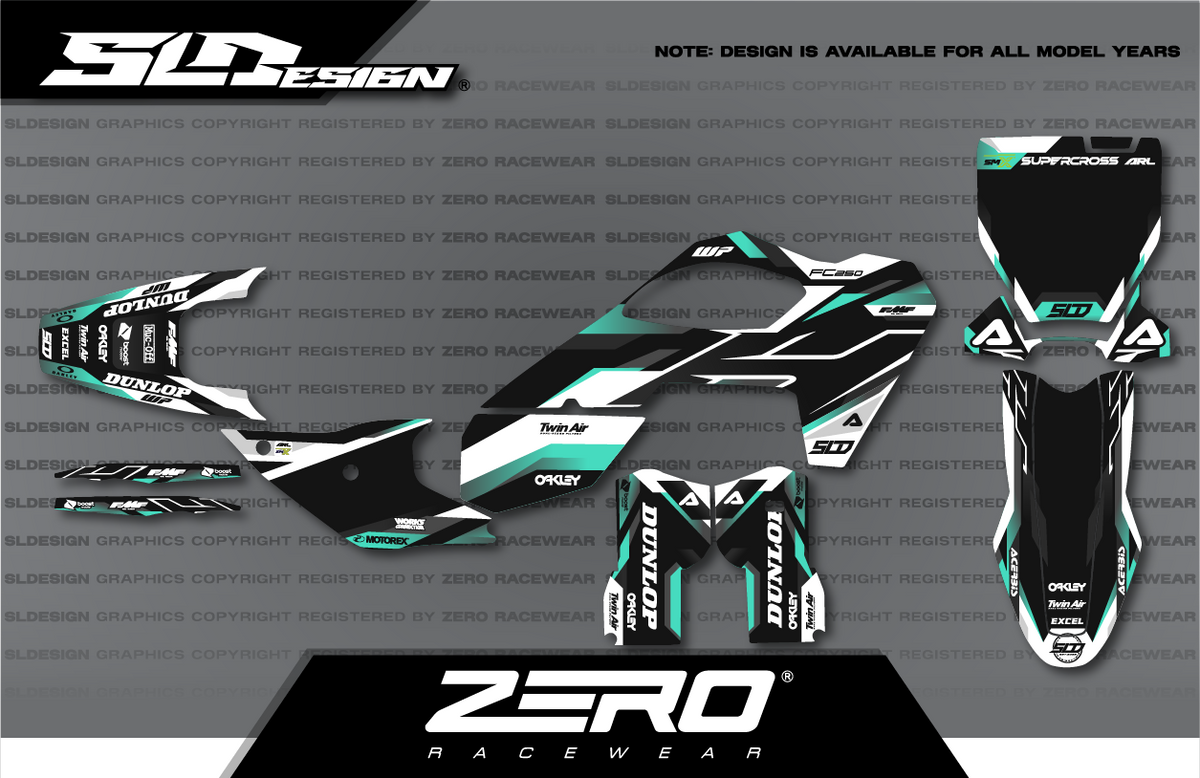 Husqvarna TC/FC Graphics Kit #23 – White/Teal/Black by SLDesigns