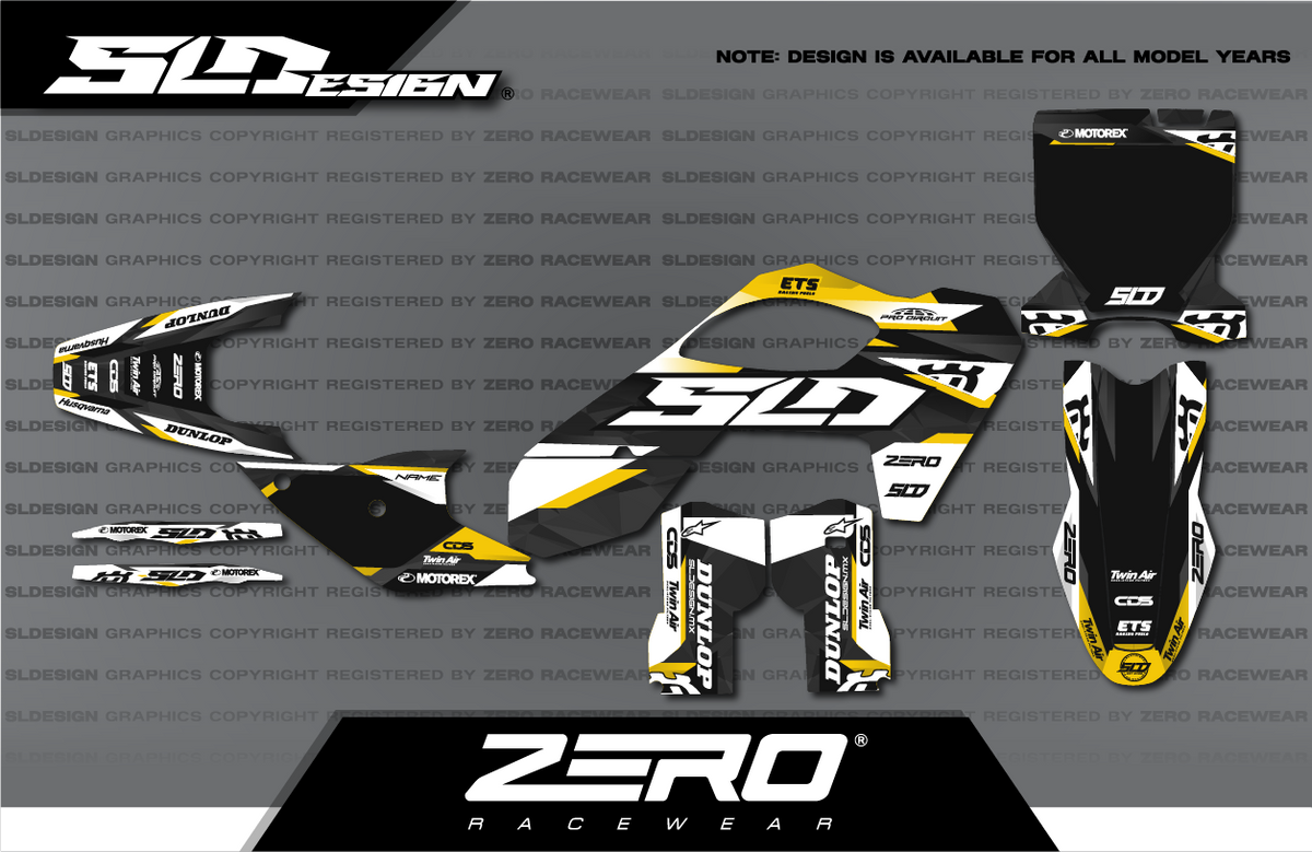 Husqvarna TC/FC Graphics Kit #34 – Black/Gold/White by SLDesigns