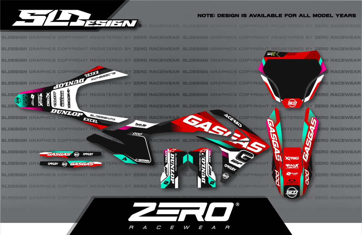 GASGAS MC Graphics Kit #4 – Red/Black/Teal by SLDesigns