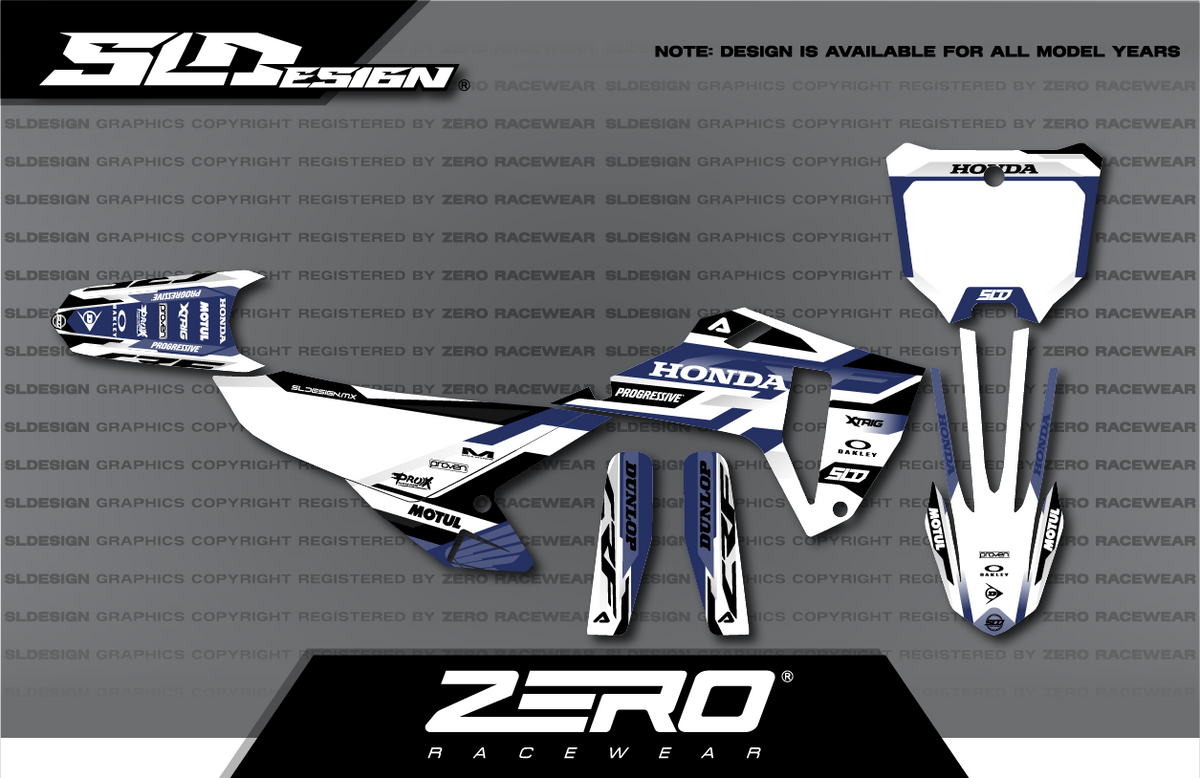 Honda CRF Graphics Kit #20 – Navy/White by SLDesigns