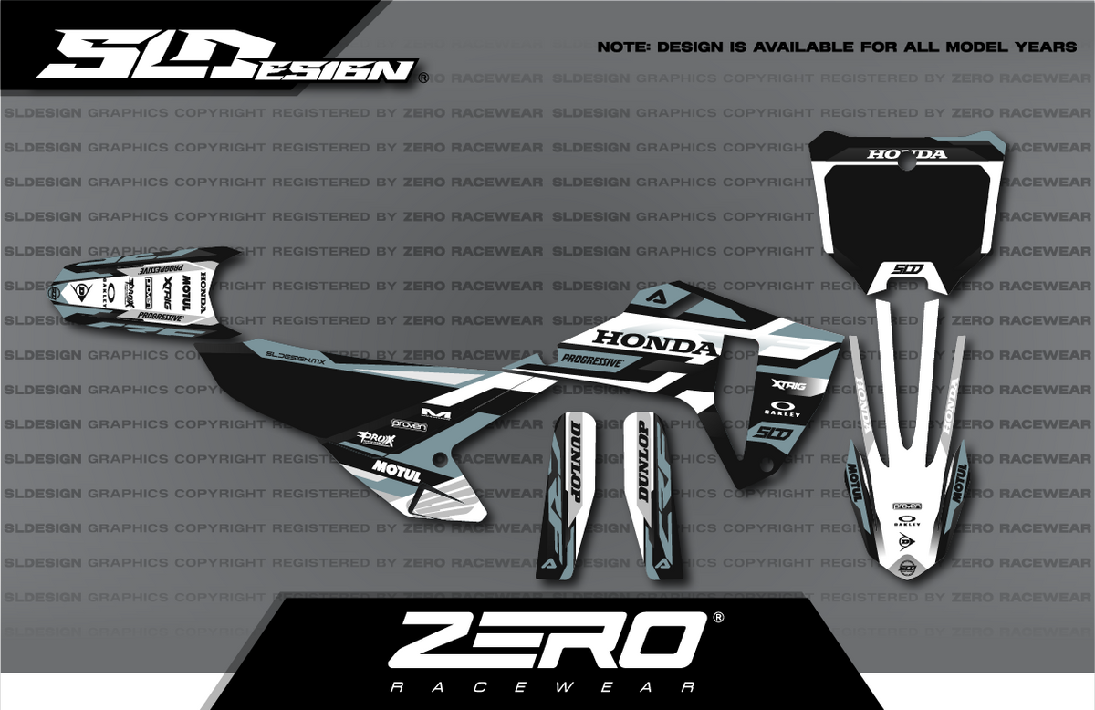 Honda CRF Graphics Kit #18 – Black/White/Gray by SLDesigns