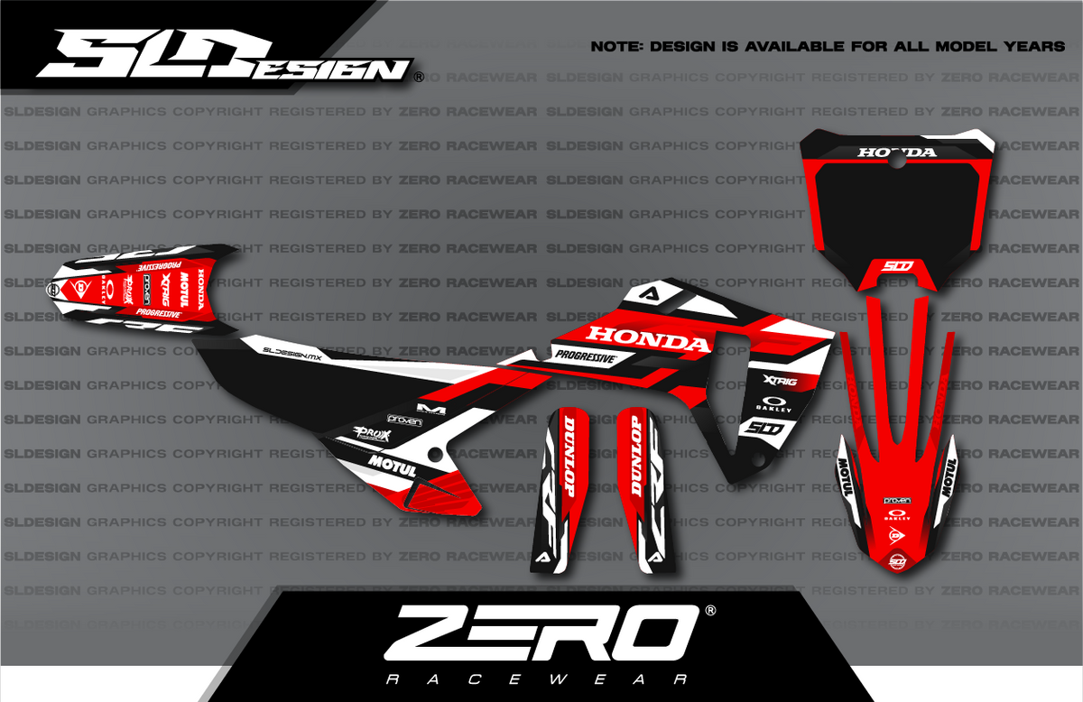 Honda CRF Graphics Kit #19 – Red/White/Black by SLDesigns