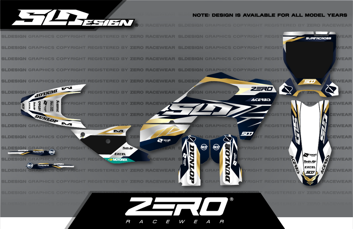 Husqvarna TC/FC Graphics Kit #1 – Navy/Gold/White by SLDesigns