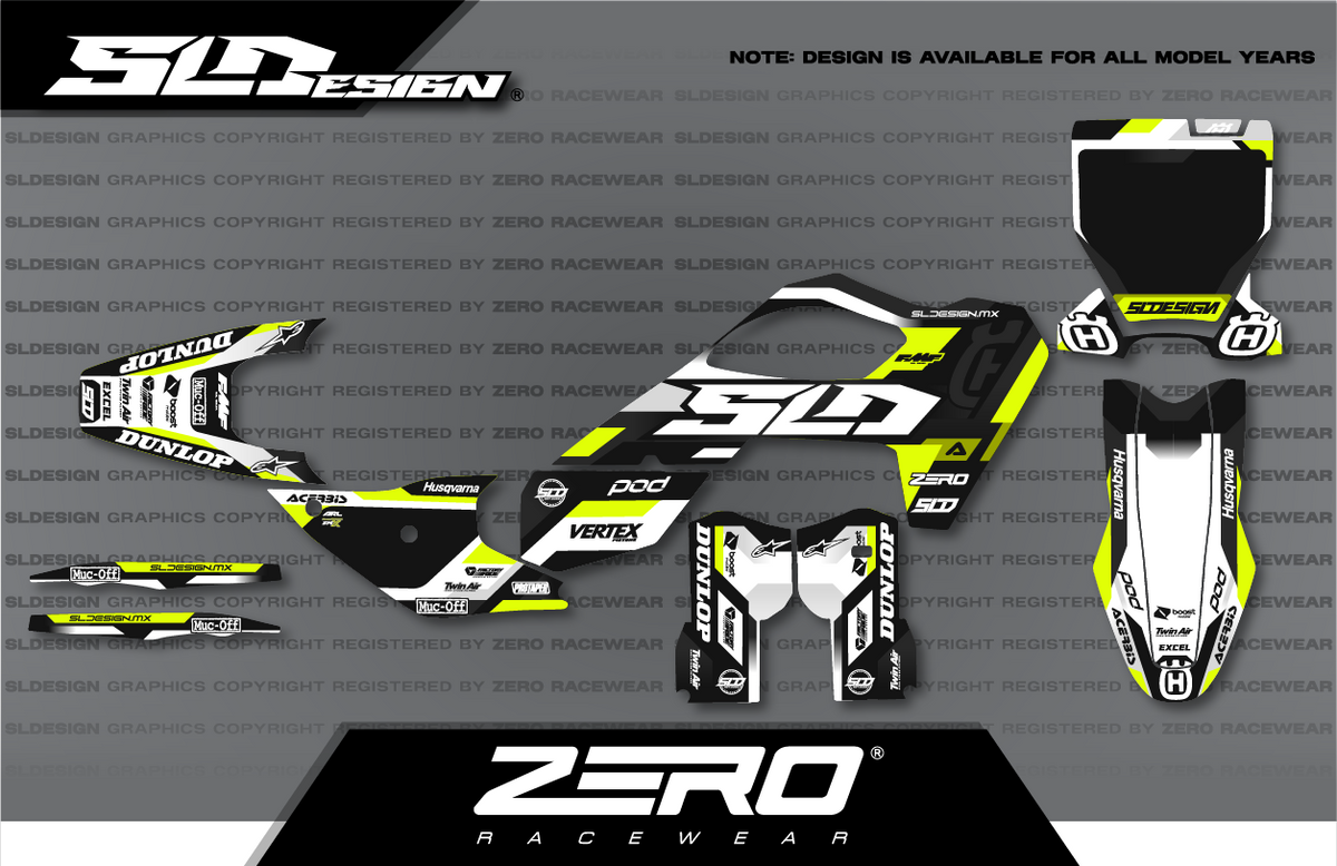 Husqvarna TC/FC Graphics Kit #12 – Yellow/Black/White by SLDesigns