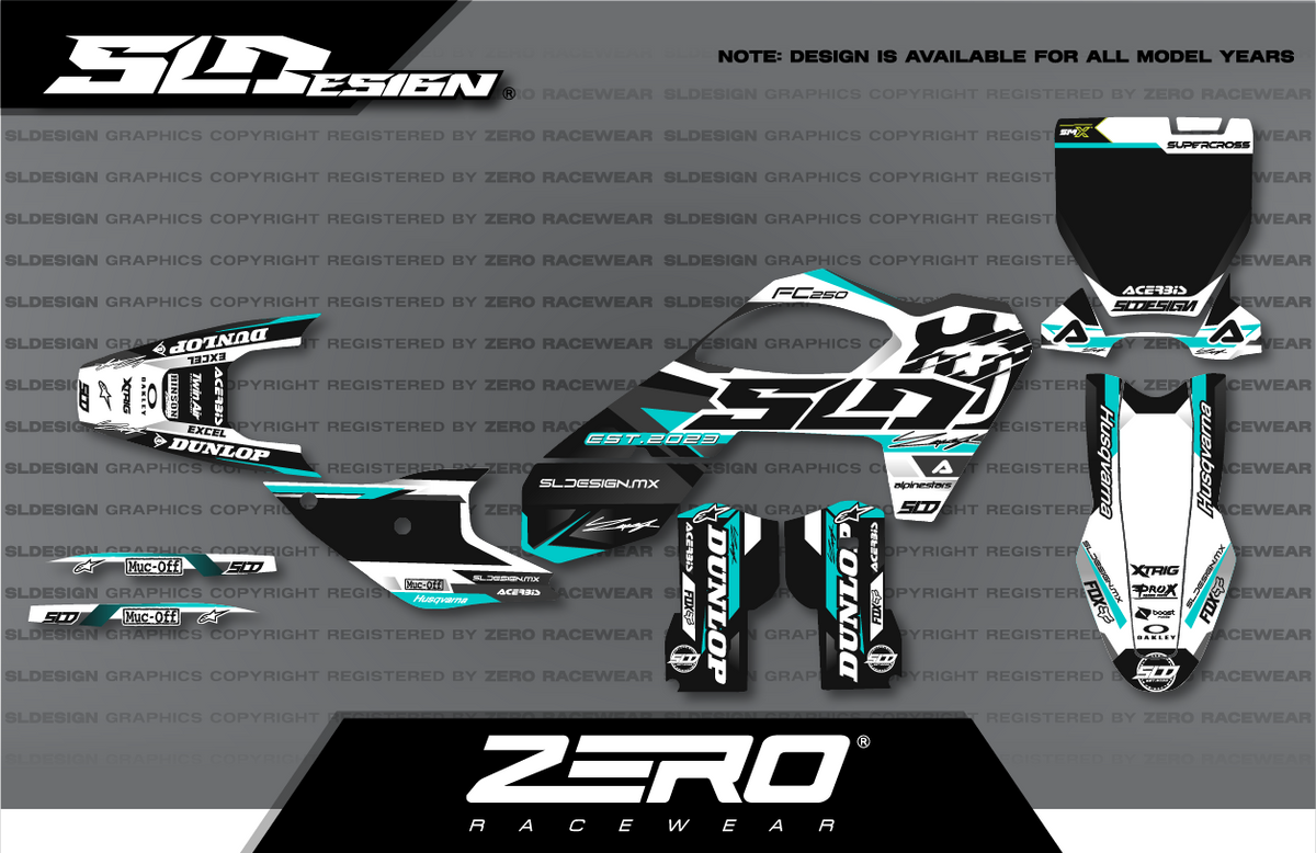 Husqvarna TC/FC Graphics Kit #14 – Teal/Black/White by SLDesigns