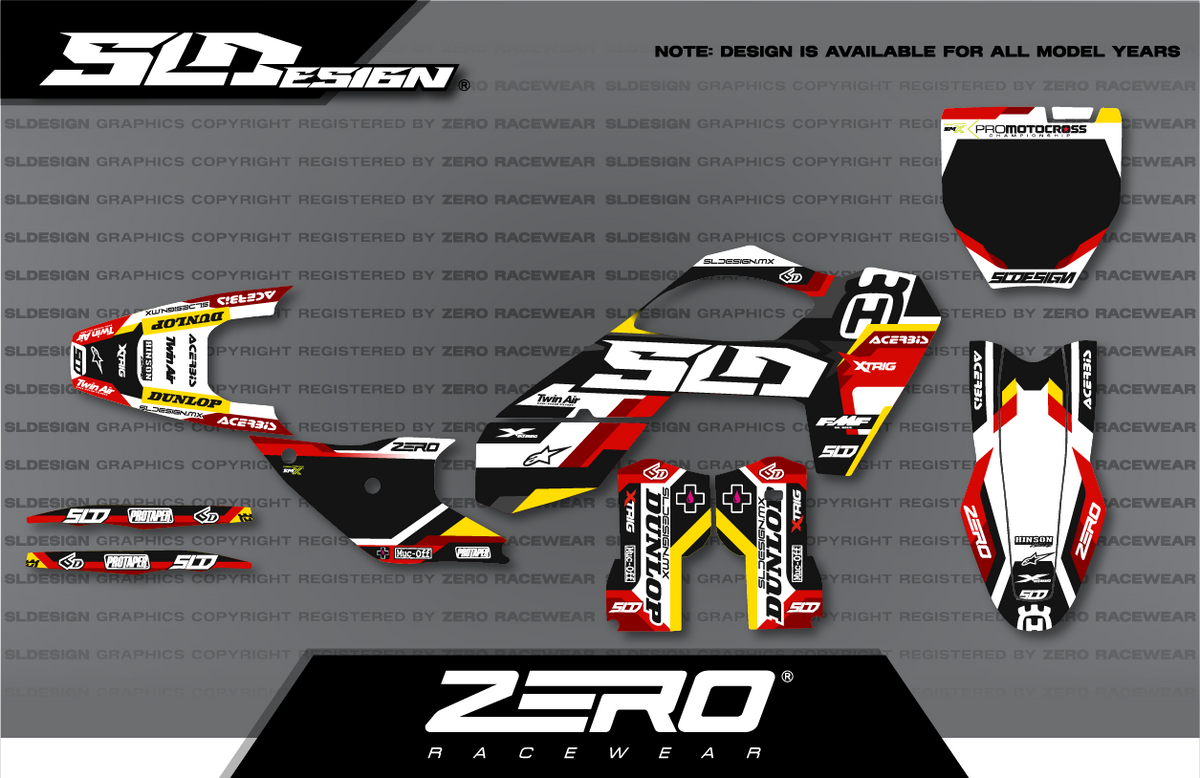 Husqvarna TC/FC Graphics Kit #16 – Black/Red/Yellow by SLDesigns