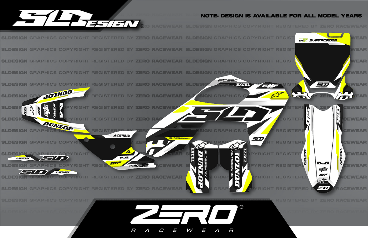 Husqvarna TC/FC Graphics Kit #2 – Yellow/Blue/White by SLDesigns